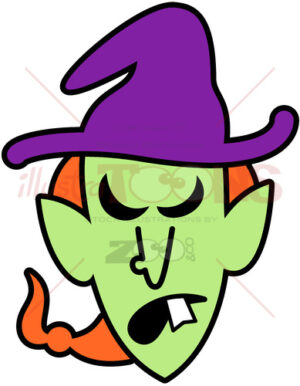 Angry Halloween witch plotting something evil - illustratoons