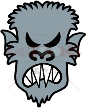 Halloween gray werewolf feeling angry - illustratoons
