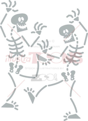 Halloween skeletons dancing frenetically - illustratoons