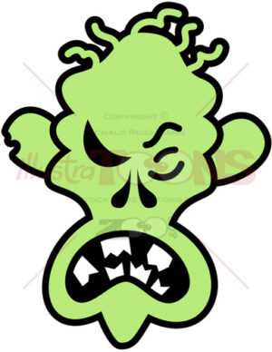 Scary Halloween zombie feeling angry - illustratoons