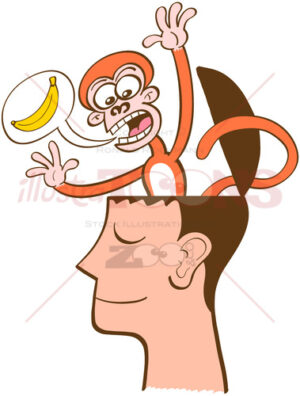 Angry Monkey Mind Furiously Asking for Bananas - illustratoons