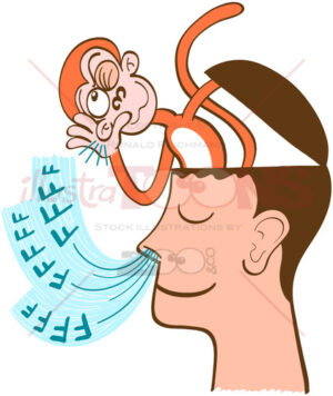 Monkey mind being aware of meditator’s breath - illustratoons