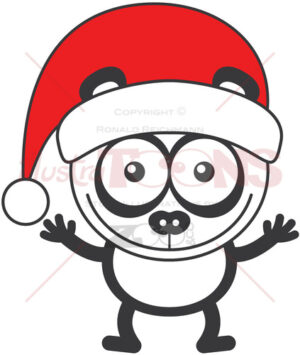 Christmas panda bear wearing a red Santa hat - illustratoons