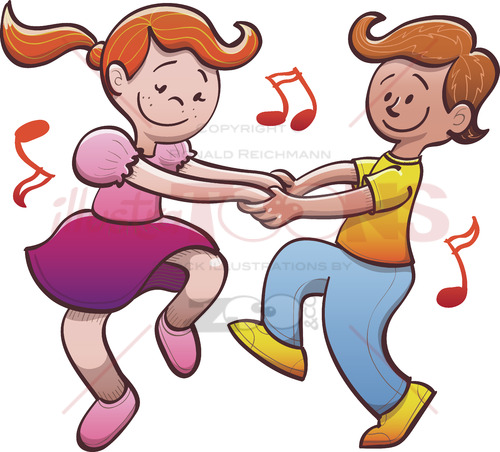 Playful Dancing Lesson: Sweet Kids Dancing with Joy - illustratoons