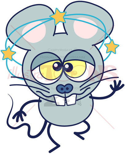 Mouse feeling dizzy and showing stars around its head - illustratoons