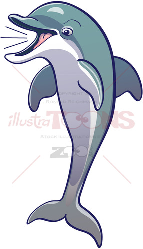 Angry dolphin protesting by squeaking loudly - illustratoons