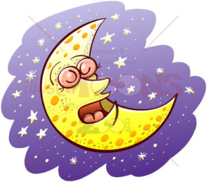 Nice crescent moon sleeping deeply - illustratoons