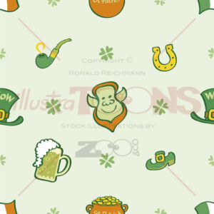 Joyous Saint Paddy’s Day pattern, seamless and colorful - illustratoons