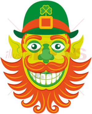Saint Patrick’s Day Leprechaun hipster with groomed beard - illustratoons