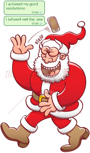 Santa laughing at fake good behavior reports - illustratoons