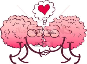 Couple of kissing brains falling in love - illustratoons