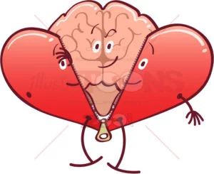Mischievous brain getting rid of a heart costume - illustratoons