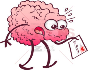Surprised brain receiving a letter from heart - illustratoons