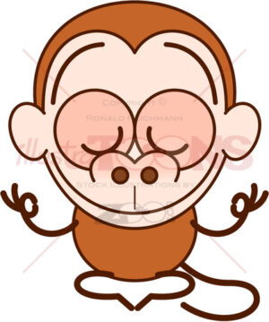 Nice monkey meditating in surprising calm way - illustratoons