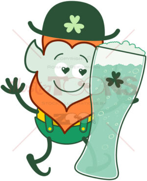Leprechaun in love with St Patrick’s Day beer - illustratoons