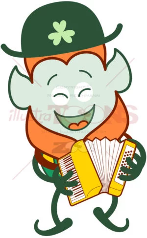 Saint Patrick’s Day Leprechaun playing accordion - illustratoons