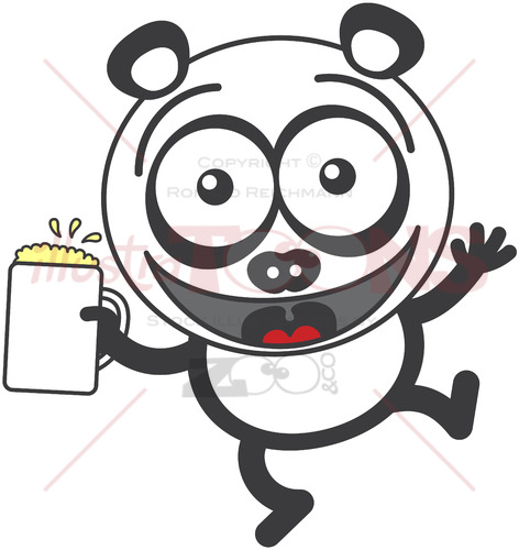 Cool panda bear celebrating with a mug of beer - illustratoons