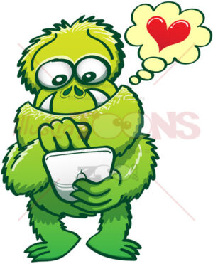 Ugly monster looking for the love of his life on the Internet - illustratoons