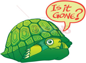 Green turtle wondering if the threat is already gone - illustratoons