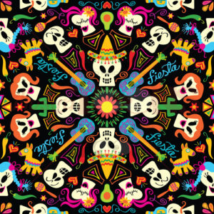 Mexican skulls and symbols to celebrate the Day of the Dead - illustratoons