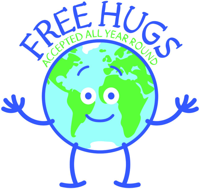 Our planet celebrating Earth Day by accepting free hugs all year round - illustratoons