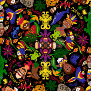 Charming Colombia in a magical pattern design - illustratoons